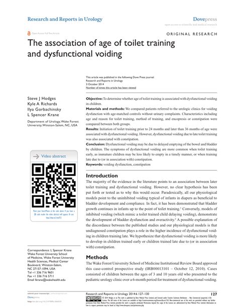 The association of age of toilet training and dysfunctional voiding.
